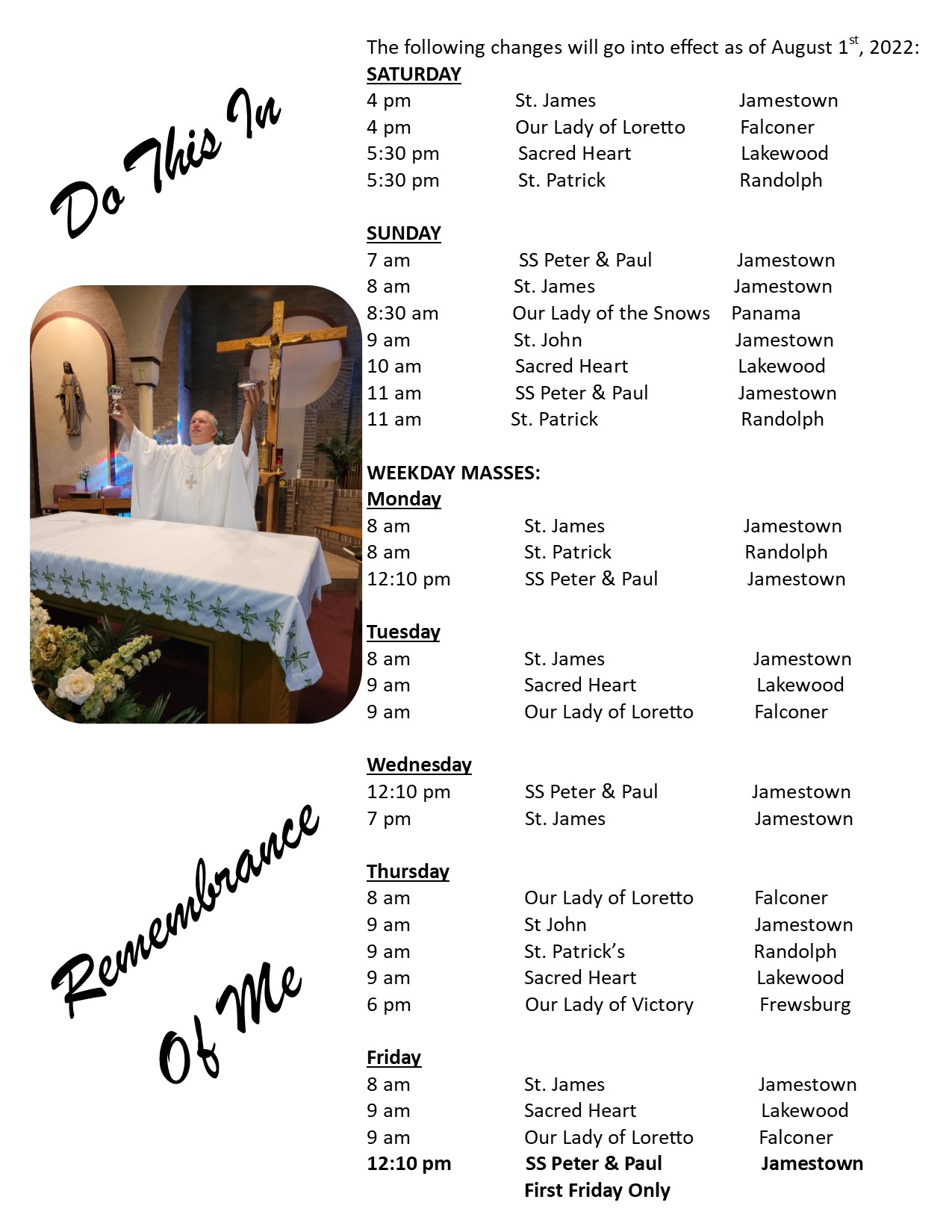 Mass Schedule - St James Parish